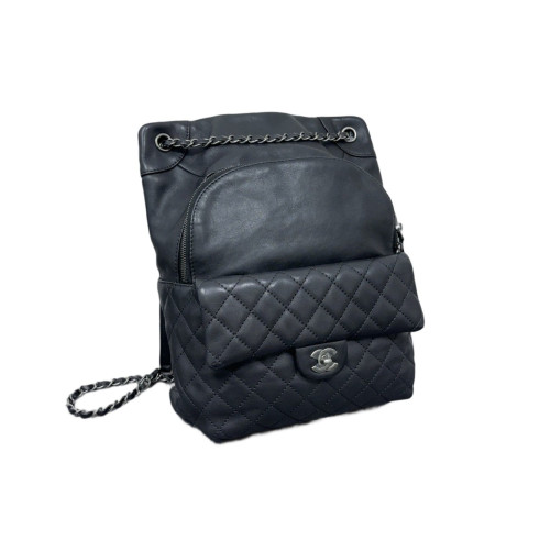 Chanel Quilted Backpack Calfskin Black