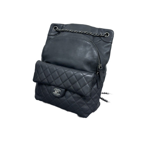 Chanel Quilted Backpack Calfskin Black