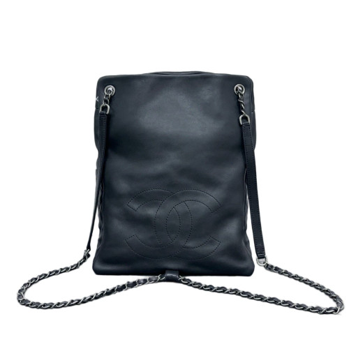 Chanel Quilted Backpack Calfskin Black
