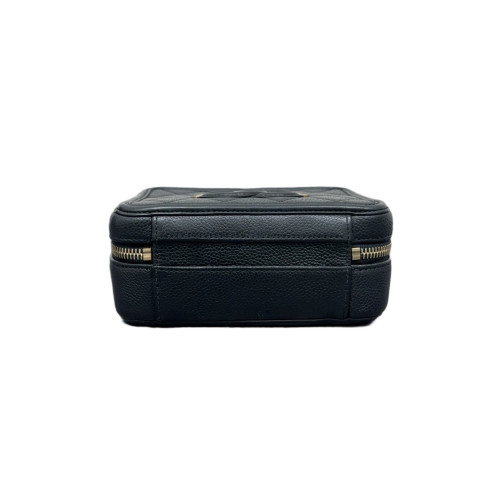 Chanel Quilted Small CC Filigree Vanity Case Grained Calfskin Black Chanel Quilted Small CC Filigree Vanity Case Grained Calfskin Black