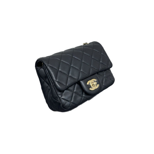 Chanel Quilted Mini Pearl Crush Square Flap Lambskin Black