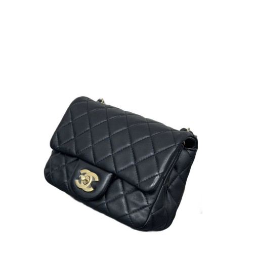 Chanel Quilted Mini Pearl Crush Square Flap Lambskin Black