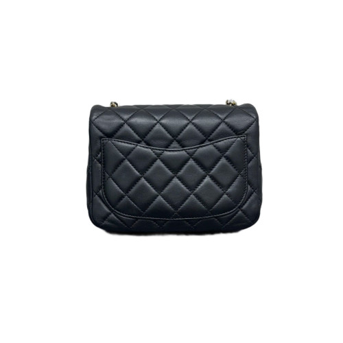 Chanel Quilted Mini Pearl Crush Square Flap Lambskin Black