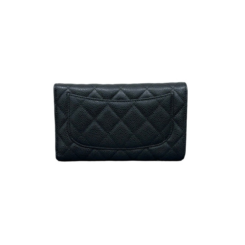 Chanel Quilted Flap Wallet Grained Calfskin Black