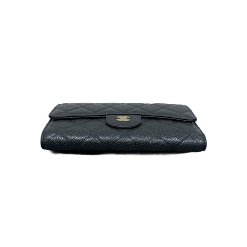 Chanel Quilted Flap Wallet Grained Calfskin Black