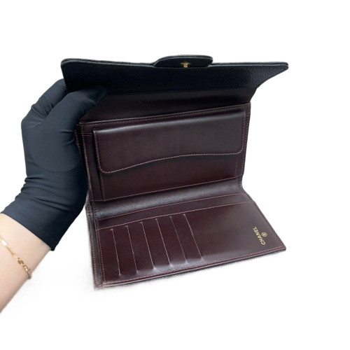 Chanel Quilted Flap Wallet Grained Calfskin Black