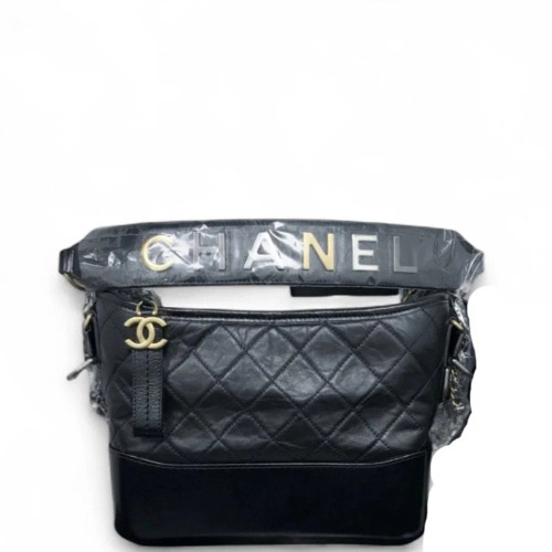 Chanel Quilted Top Handle New Medium Gabrielle Hobo Calfskin Black