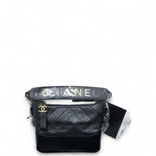 Chanel Quilted Top Handle New Medium Gabrielle Hobo Calfskin Black