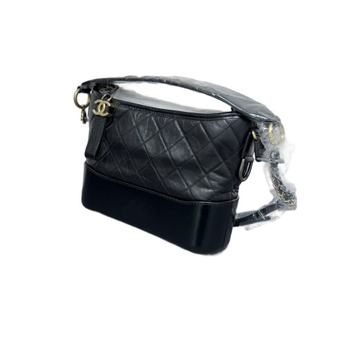 Chanel Quilted Top Handle New Medium Gabrielle Hobo Calfskin Black