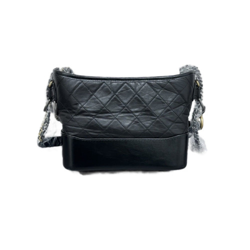 Chanel Quilted Top Handle New Medium Gabrielle Hobo Calfskin Black