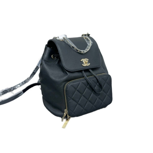 Chanel Quilted Small Business Affinity Backpack Grained Calfskin Black