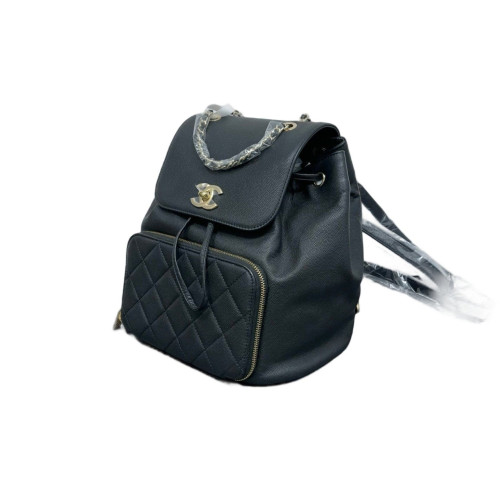 Chanel Quilted Small Business Affinity Backpack Grained Calfskin Black