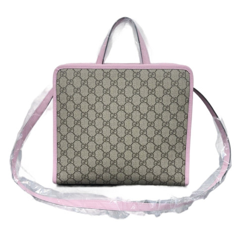 Gucci Children's Printed Tote Bag GG Supreme Monogram Calfskin Pink Beige Green