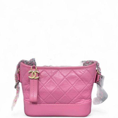 Chanel Quilted Small Gabrielle Hobo Calfskin Peach Beige