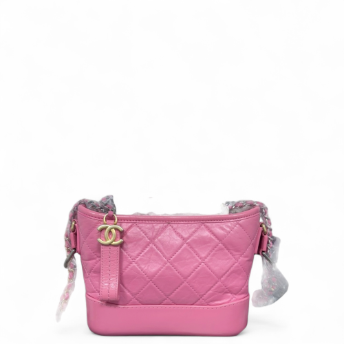 Chanel Quilted Small Gabrielle Hobo Calfskin Peach Beige