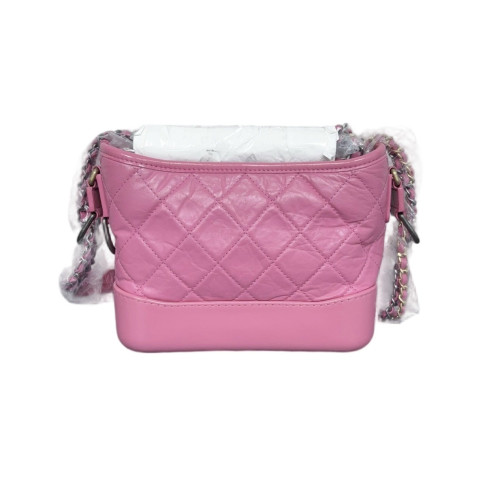 Chanel Quilted Small Gabrielle Hobo Calfskin Peach Beige