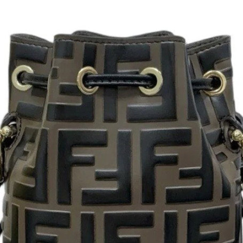 Fendi Mini Mon Tresor Bucket Embossed FF Brown Black