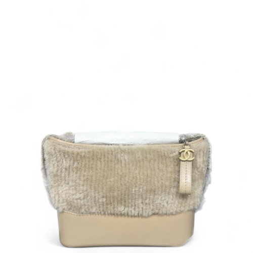 Chanel Medium Gabrielle Hobo Shearling Calfskin Natural Tan
