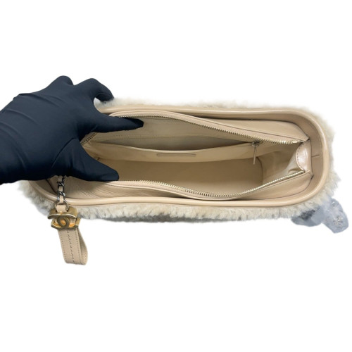 Chanel Medium Gabrielle Hobo Shearling Calfskin Natural Tan