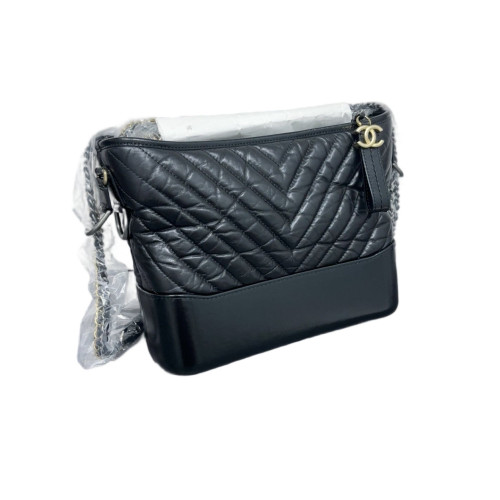 Chanel Chevron Quilted Medium Gabrielle Hobo Calfskin Black Chanel Chevron Quilted Medium Gabrielle Hobo Calfskin Black