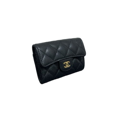 Chanel Quilted Coin Purse Grained Calfskin Black