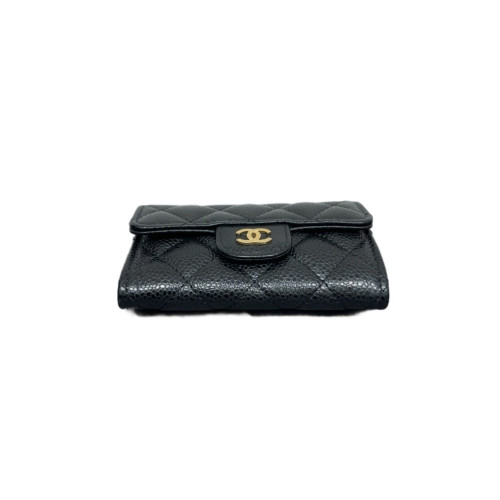 Chanel Quilted Coin Purse Grained Calfskin Black