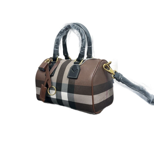 Burberry Bowling Bag House Check Calfskin Brown Black White