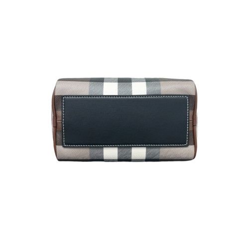 Burberry Bowling Bag House Check Calfskin Brown Black White