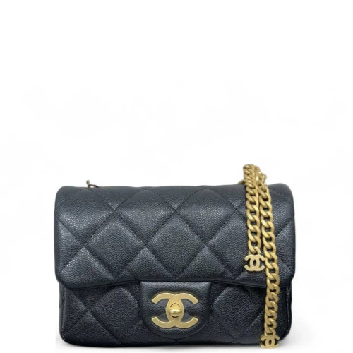 Chanel Quilted Flap Bag Grained Calfskin Black