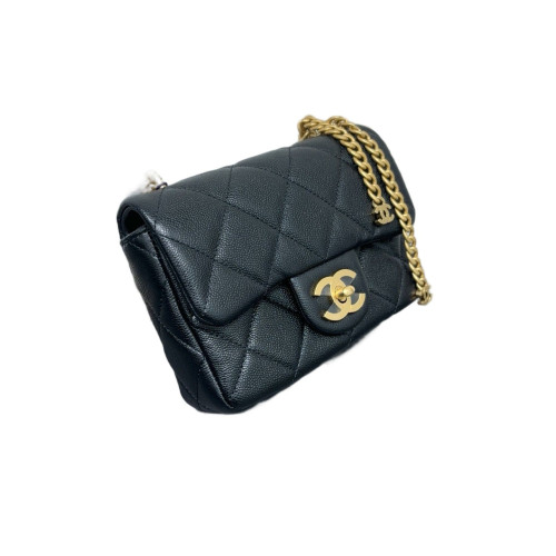 Chanel Quilted Flap Bag Grained Calfskin Black