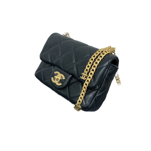 Chanel Quilted Flap Bag Grained Calfskin Black