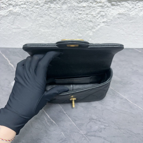 Chanel Quilted Flap Bag Grained Calfskin Black