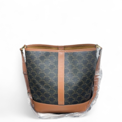 Celine Triomphe Bucket Bag Mediun Triomphe Brown Black
