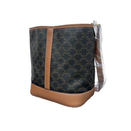 Celine Triomphe Bucket Bag Mediun Triomphe Brown Black