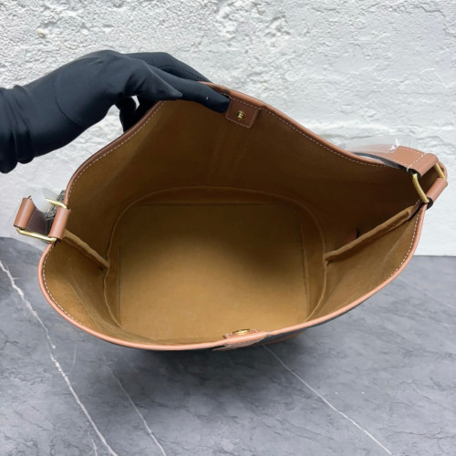 Celine Triomphe Bucket Bag Mediun Triomphe Brown Black