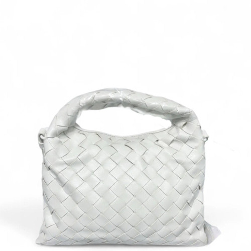 Bottega Veneta Hobo Calfskin Intrecciato White
