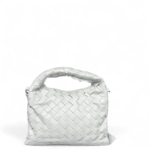 Bottega Veneta Hobo Calfskin Intrecciato White