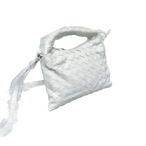Bottega Veneta Hobo Calfskin Intrecciato White
