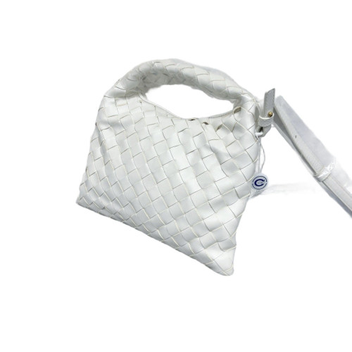 Bottega Veneta Hobo Calfskin Intrecciato White