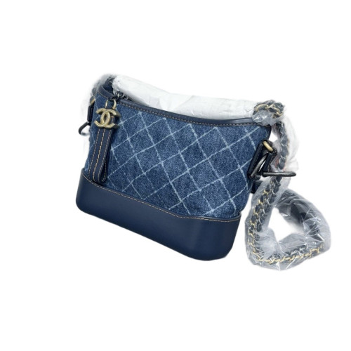 Chanel Quilted New Medium Gabrielle Hobo Denim Blue