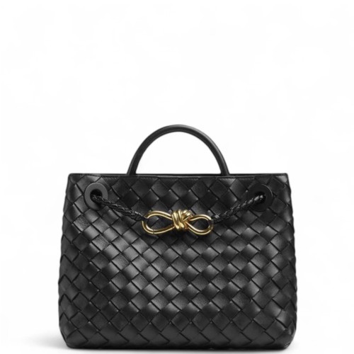 Bottega Veneta Small Andiamo Top Handle Bag Calfskin Intrecciato Black