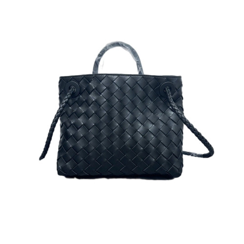 Bottega Veneta Small Andiamo Top Handle Bag Calfskin Intrecciato Black