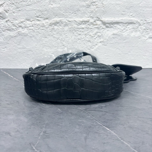 Balenciaga Le Cagole Xs Calfskin Crocodile Embossed Black