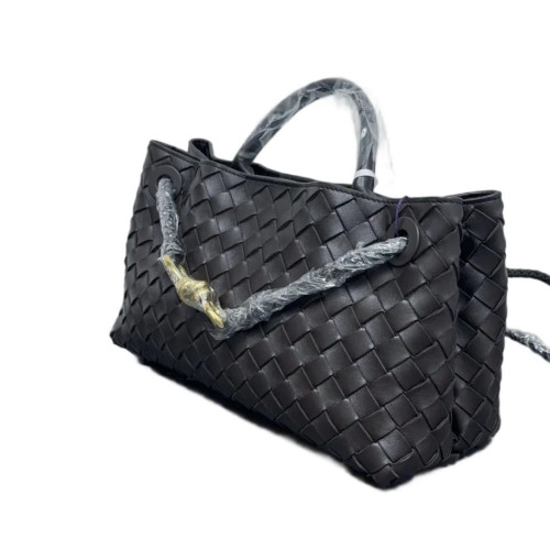 Bottega Veneta East-West Andiamo Top Handle Bag Lambskin Intrecciato Nappa Dark Chocolate Brown