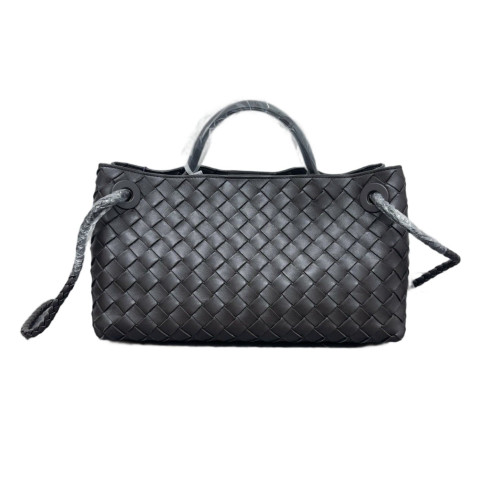 Bottega Veneta East-West Andiamo Top Handle Bag Lambskin Intrecciato Nappa Dark Chocolate Brown