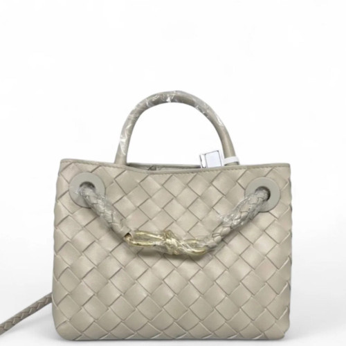 Bottega Veneta Mini Andiamo Top Handle Bag Lambskin Intrecciato Nappa Beige