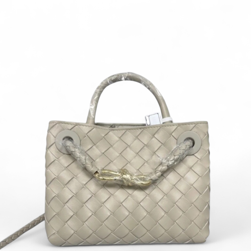 Bottega Veneta Mini Andiamo Top Handle Bag Lambskin Intrecciato Nappa Beige