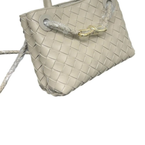 Bottega Veneta Mini Andiamo Top Handle Bag Lambskin Intrecciato Nappa Beige