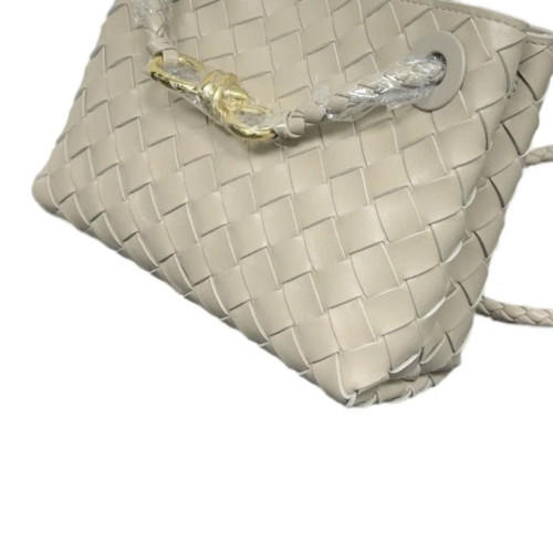 Bottega Veneta Mini Andiamo Top Handle Bag Lambskin Intrecciato Nappa Beige