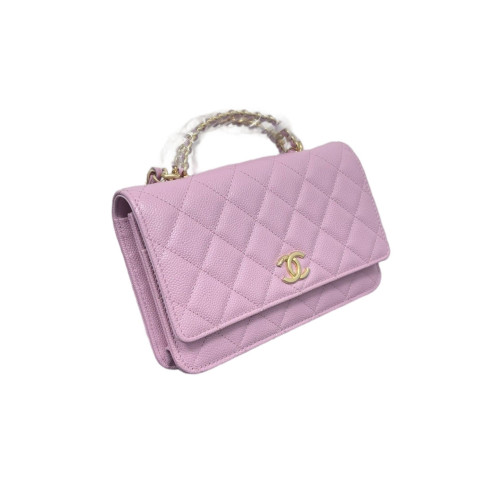 Chanel Quilted Metal Top Handle Flap With Chain Caviar Pink